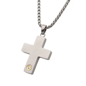 Diamond Matte Steel Cross Pendant