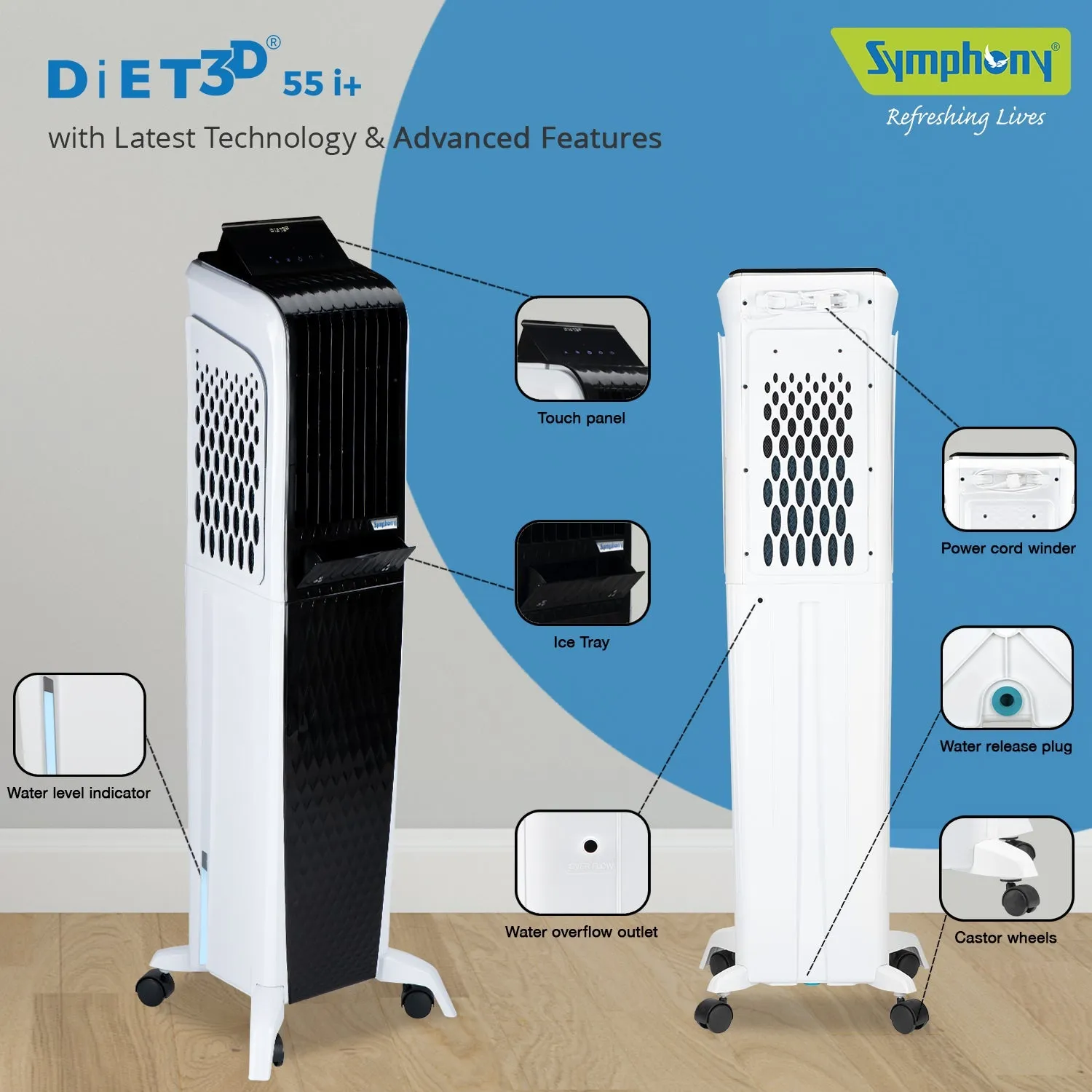 Diet 3D 55i  Air Cooler 55-litres with Full Function Remote