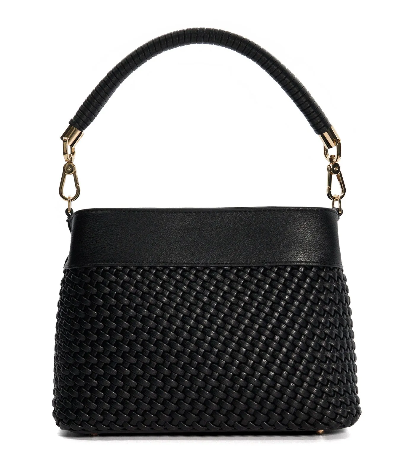 Dinidelphi Woven Crossbody Bucket Bag Black