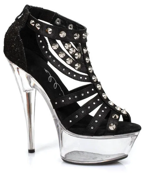 Ellie Shoes Trinity 6" W-spikes And Glitter Platform Black Eight