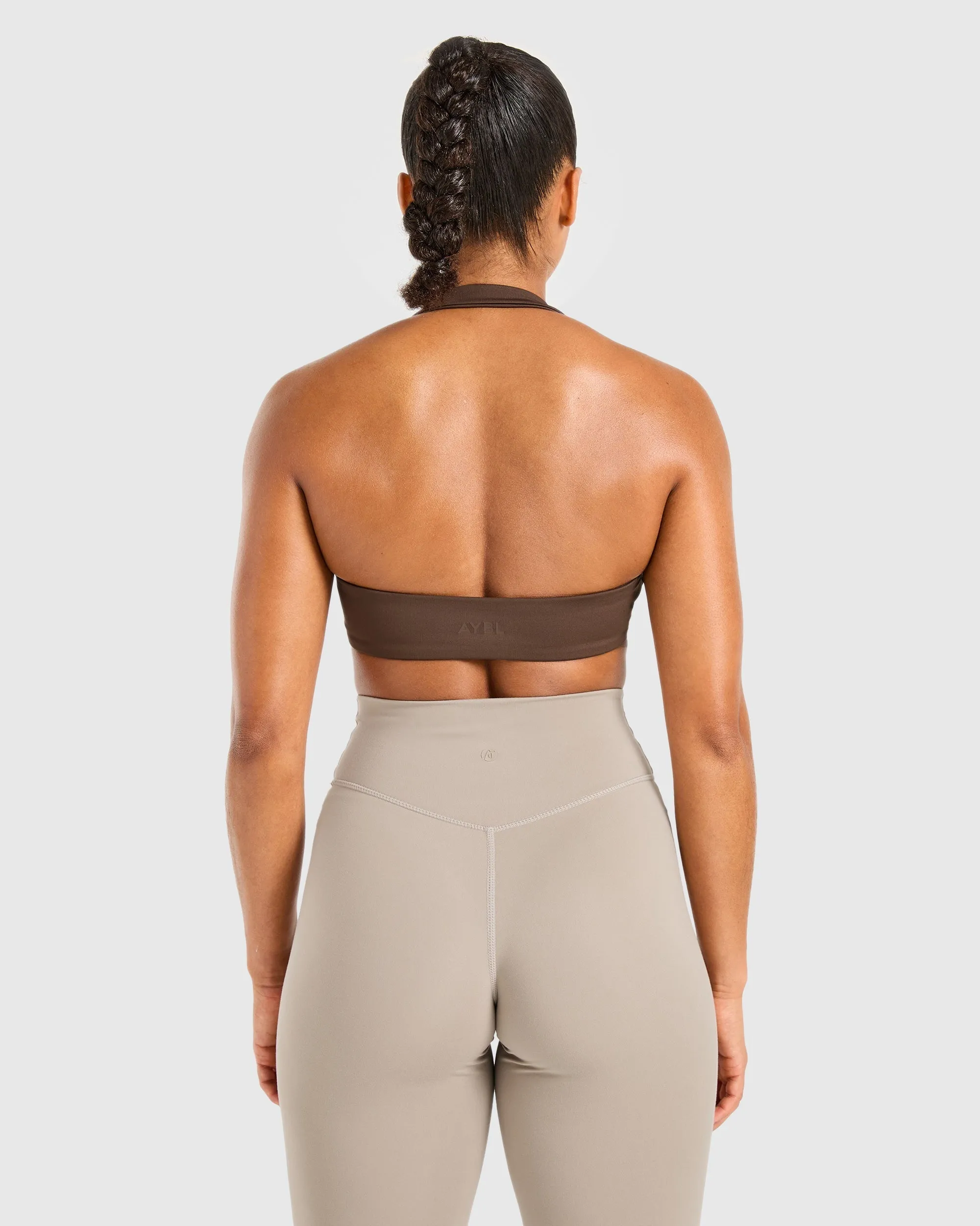 Essential Halterneck Sports Bra - Deep Cocoa Brown