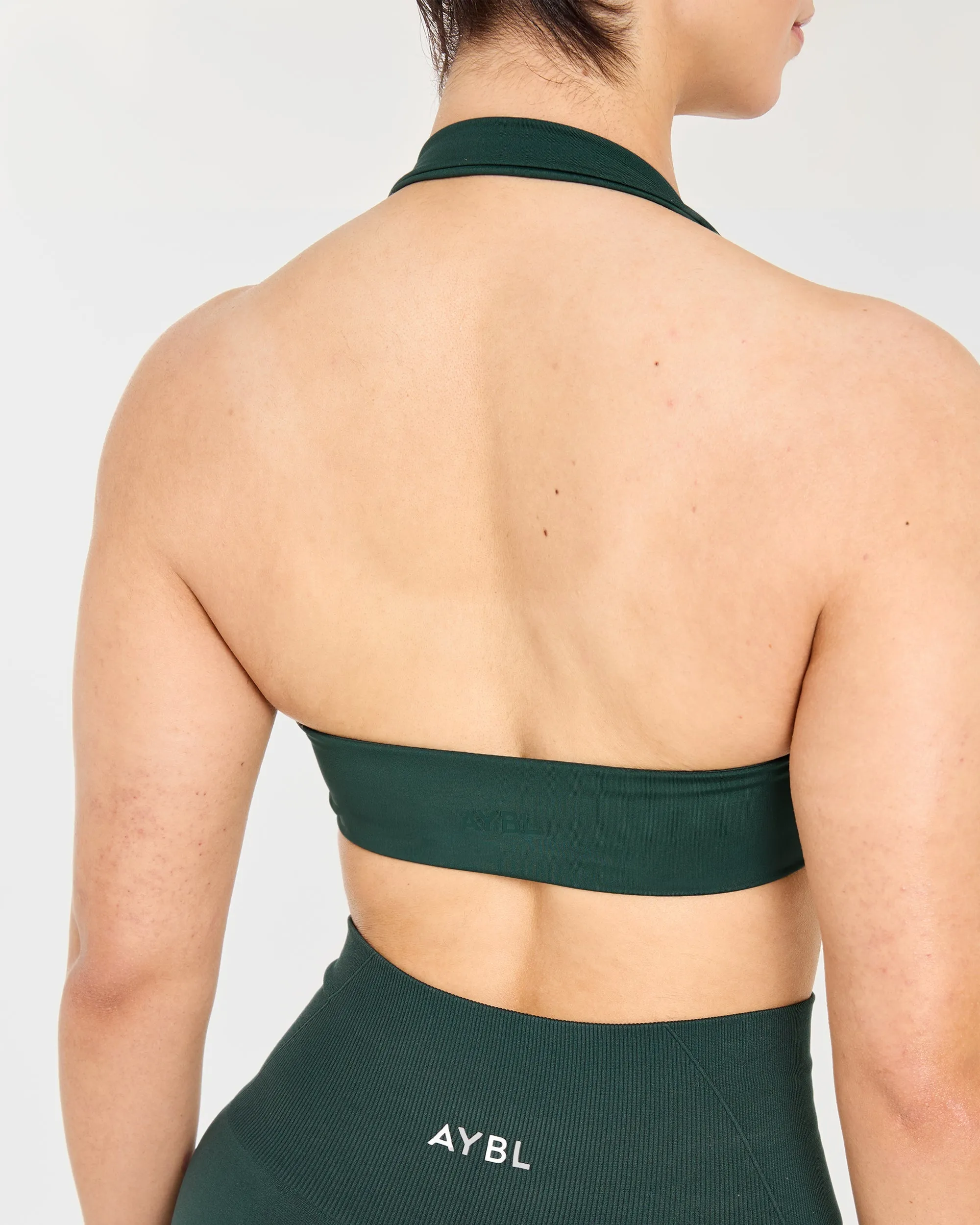 Essential Halterneck Sports Bra - Deep Green