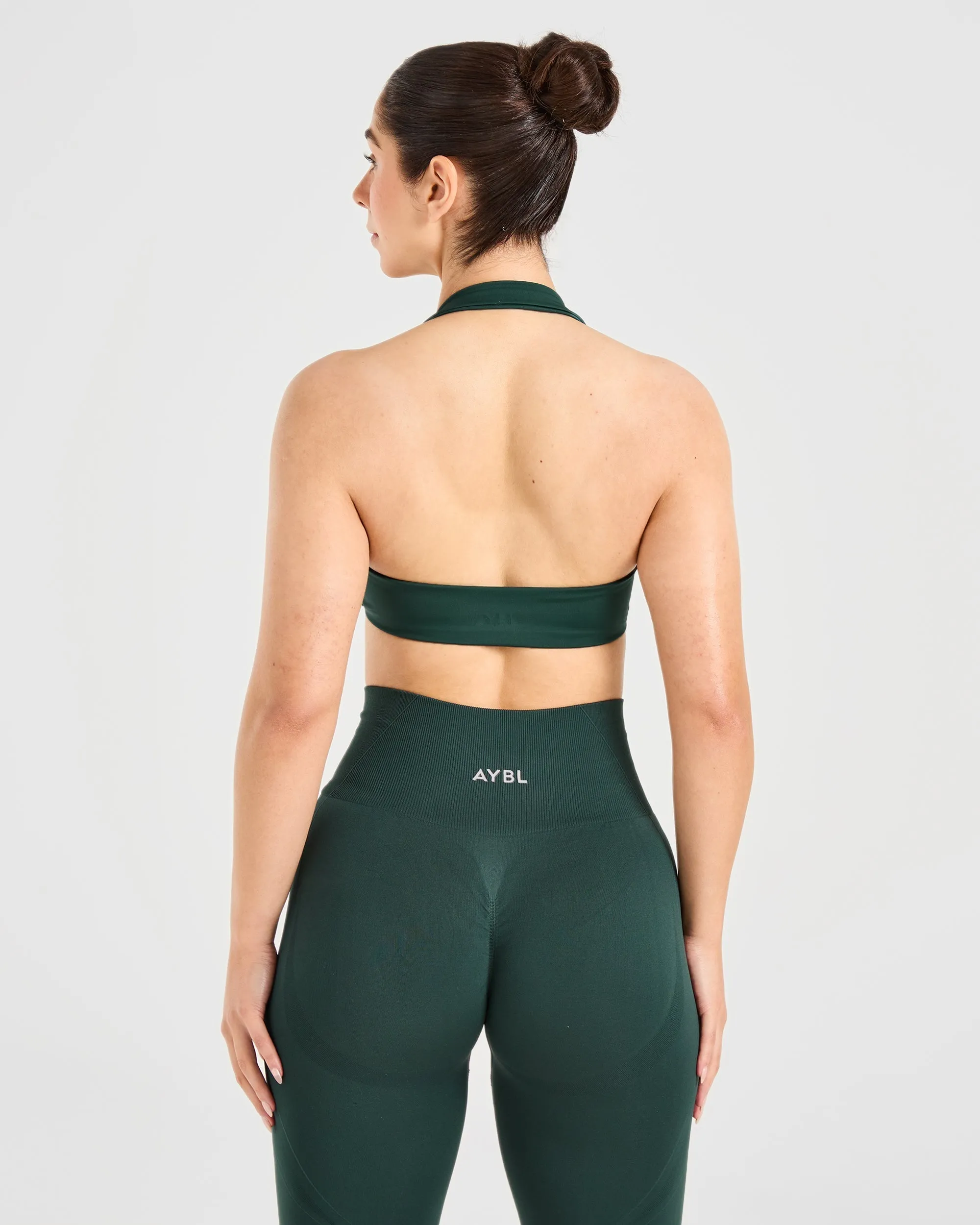 Essential Halterneck Sports Bra - Deep Green