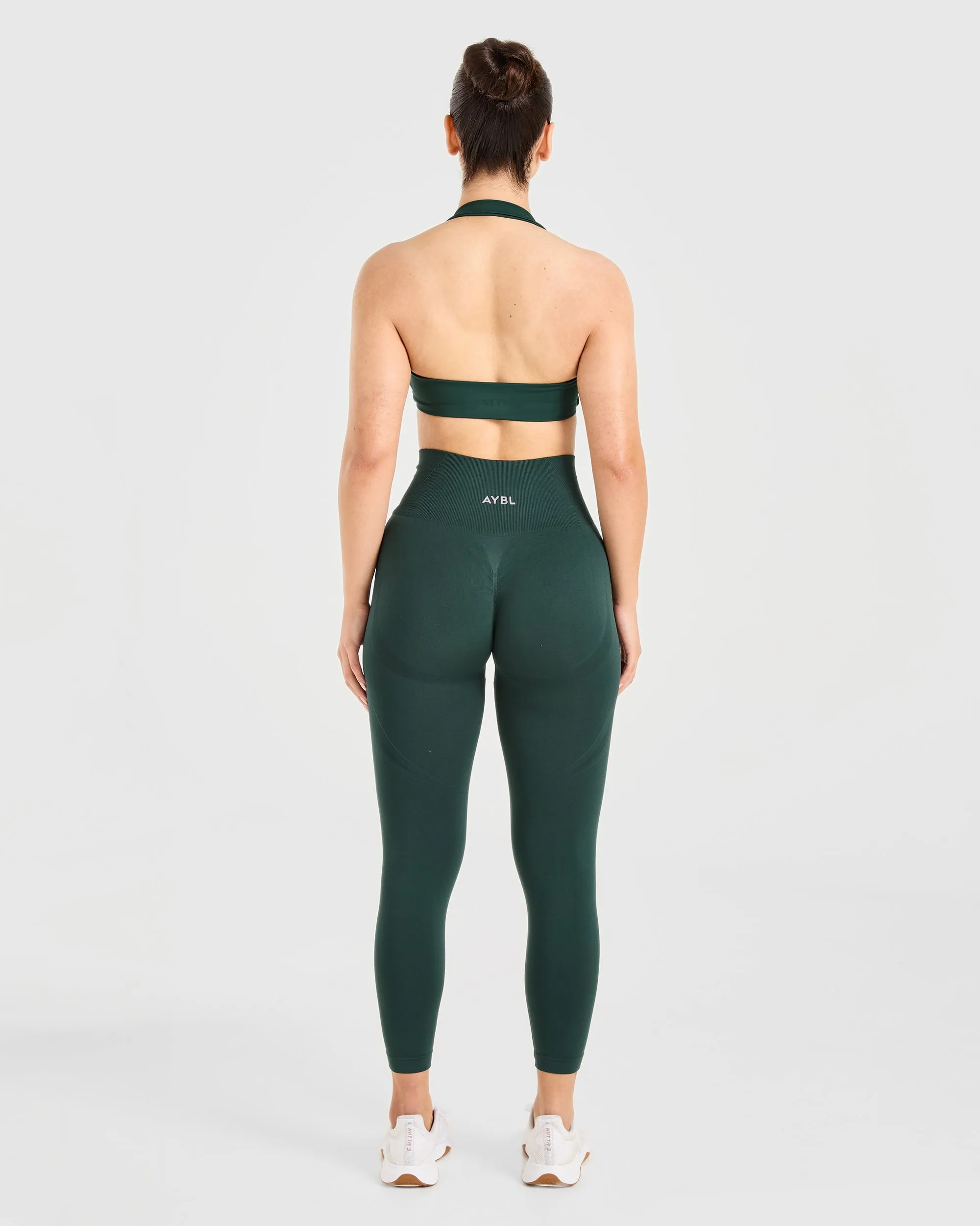 Essential Halterneck Sports Bra - Deep Green