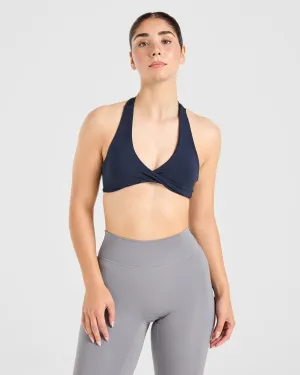 Essential Halterneck Sports Bra - Deep Navy