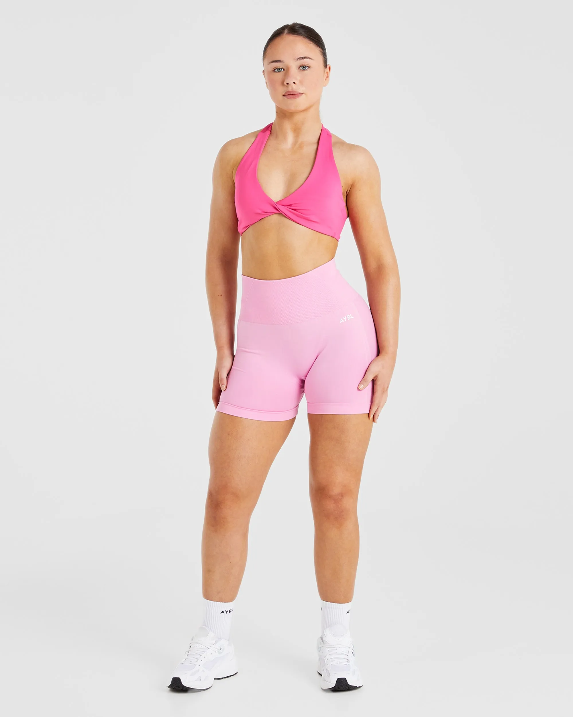 Essential Halterneck Sports Bra - Hot Pink