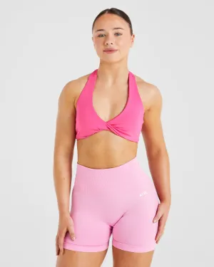 Essential Halterneck Sports Bra - Hot Pink