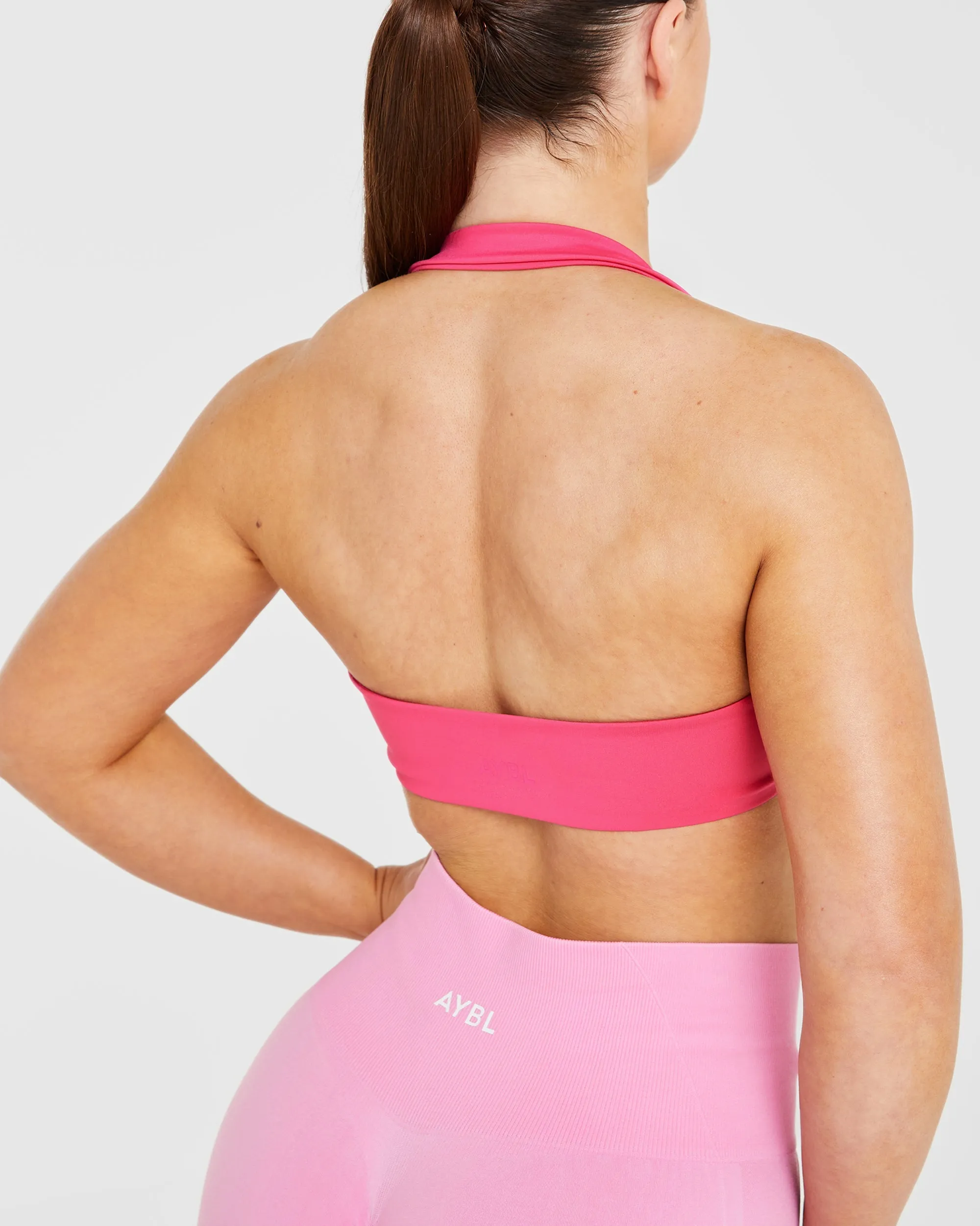 Essential Halterneck Sports Bra - Hot Pink