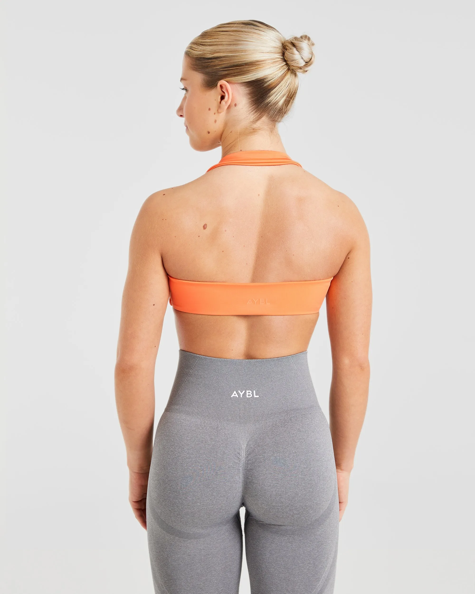 Essential Halterneck Sports Bra - Papaya Orange