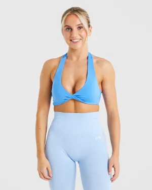 Essential Halterneck Sports Bra - Summer Blue