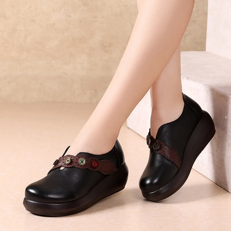 Ethnic Wedge Mid-Heel Retro Shoes | Gift Shoes