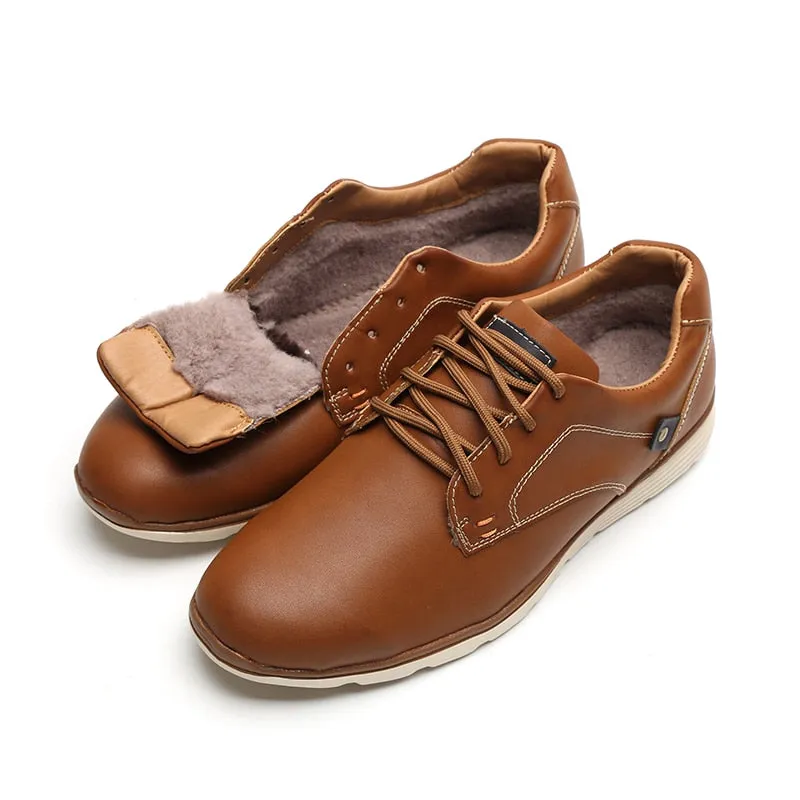 Faux Leather Flat Design Style Lace Up Casual Shoes