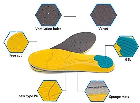 GAOAG Shock-absorptation Breathable Insole Orthotics | Gel Sports Comfort Shoes Insole Neutral Arch Replacement | Huang