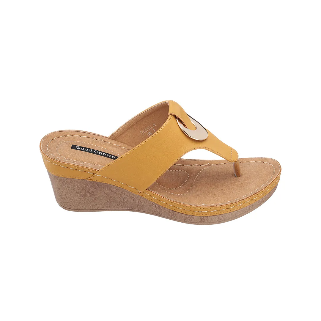 Genelle Yellow Wedge Sandals