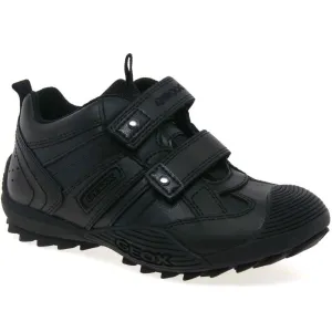 Geox J Savage Black Velcro School Shoes