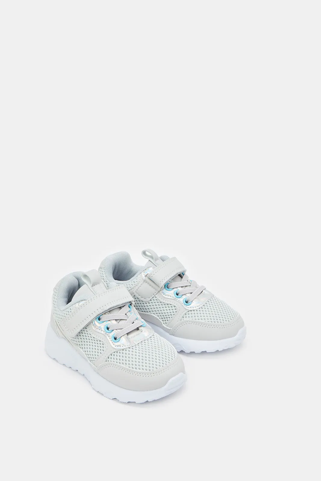 Girls Grey Velcro Strap Trainer