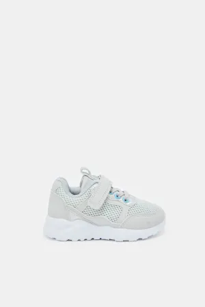 Girls Grey Velcro Strap Trainer