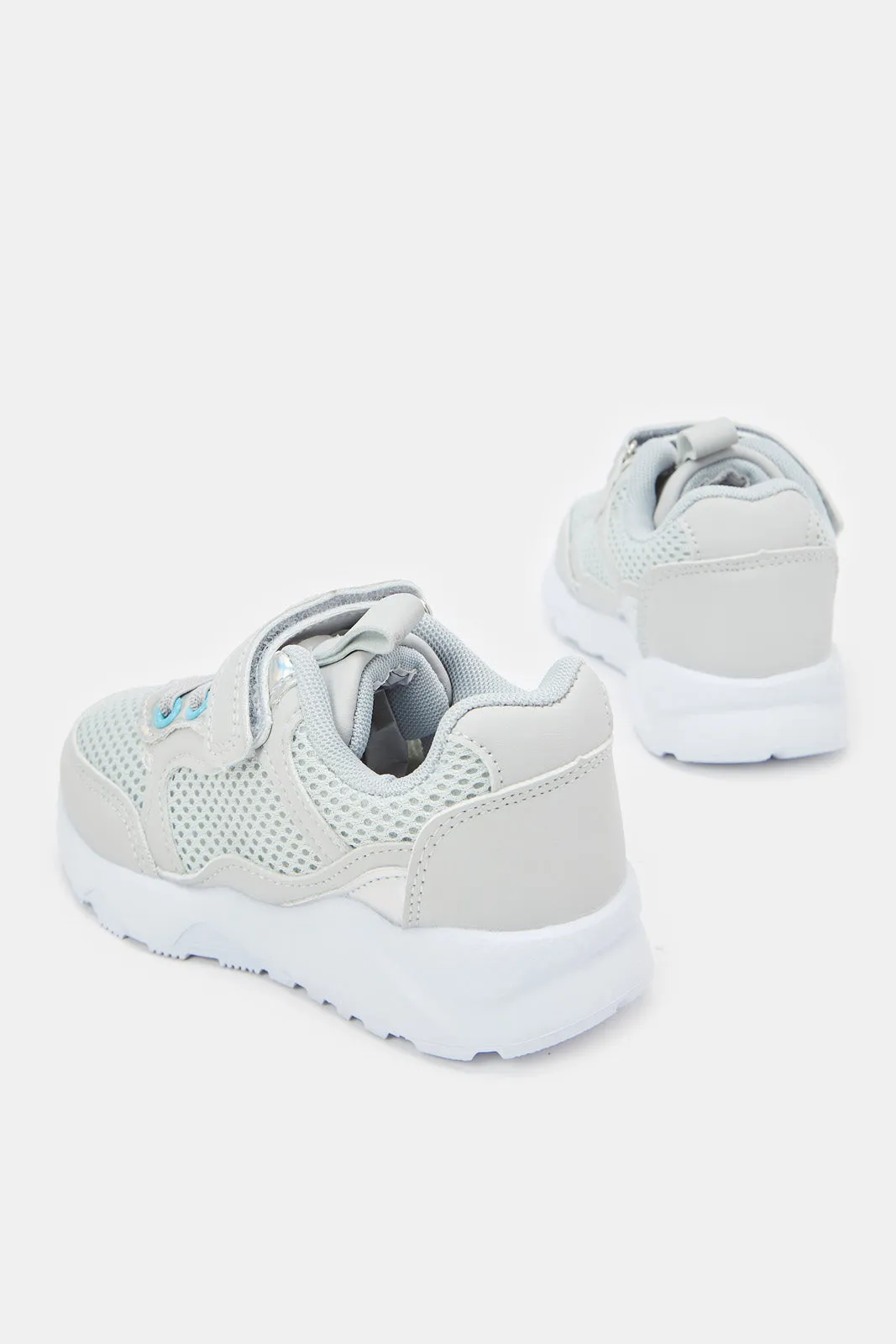 Girls Grey Velcro Strap Trainer