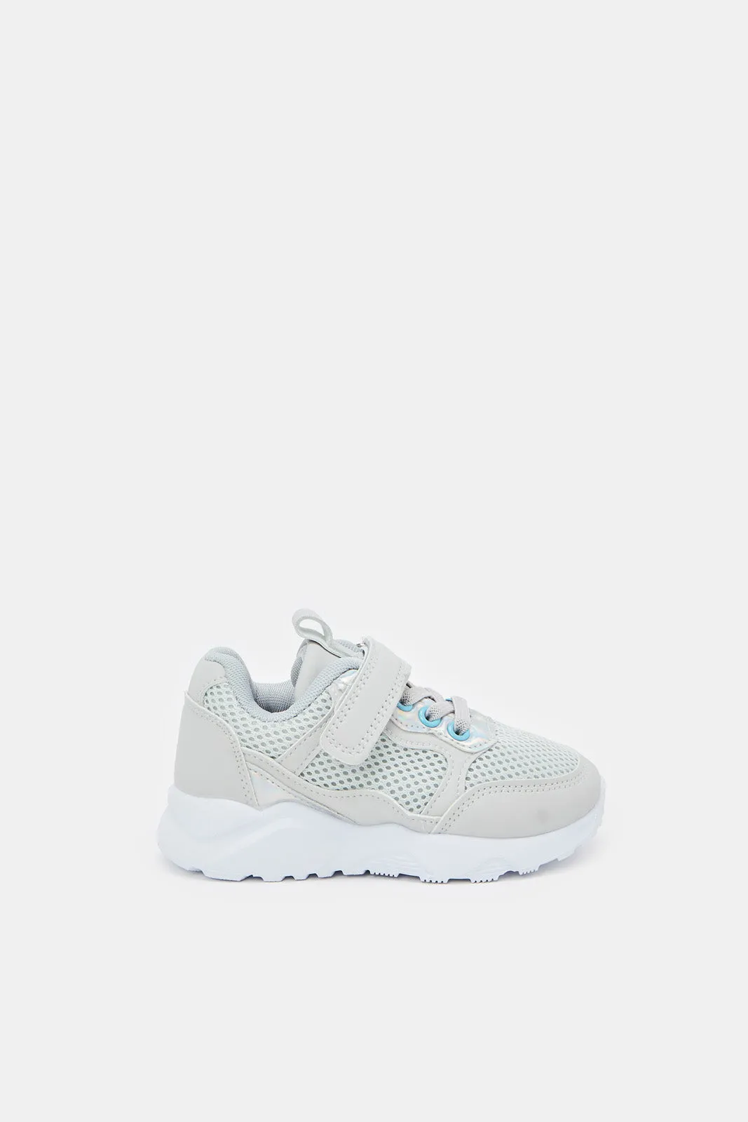 Girls Grey Velcro Strap Trainer