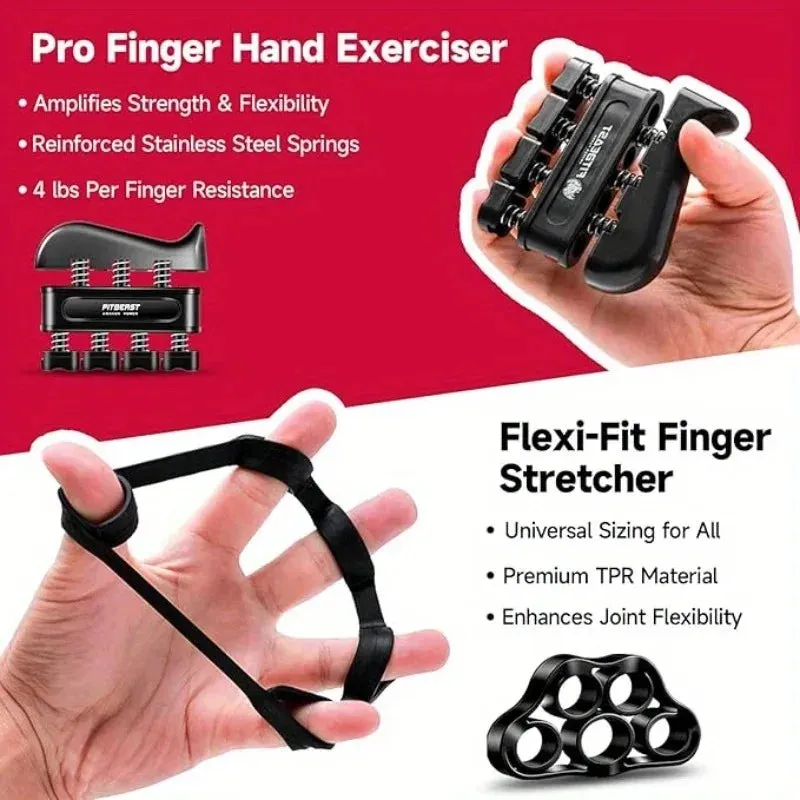 Grip Strengthener - 5 Piece Kit with Hand Grips, Dice