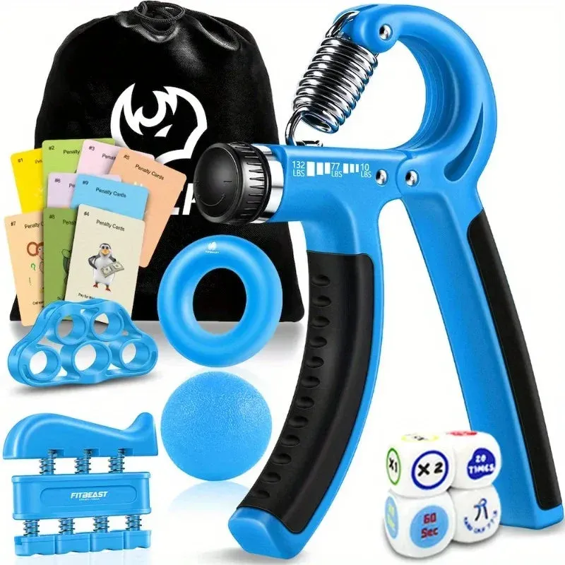 Grip Strengthener - 5 Piece Kit with Hand Grips, Dice