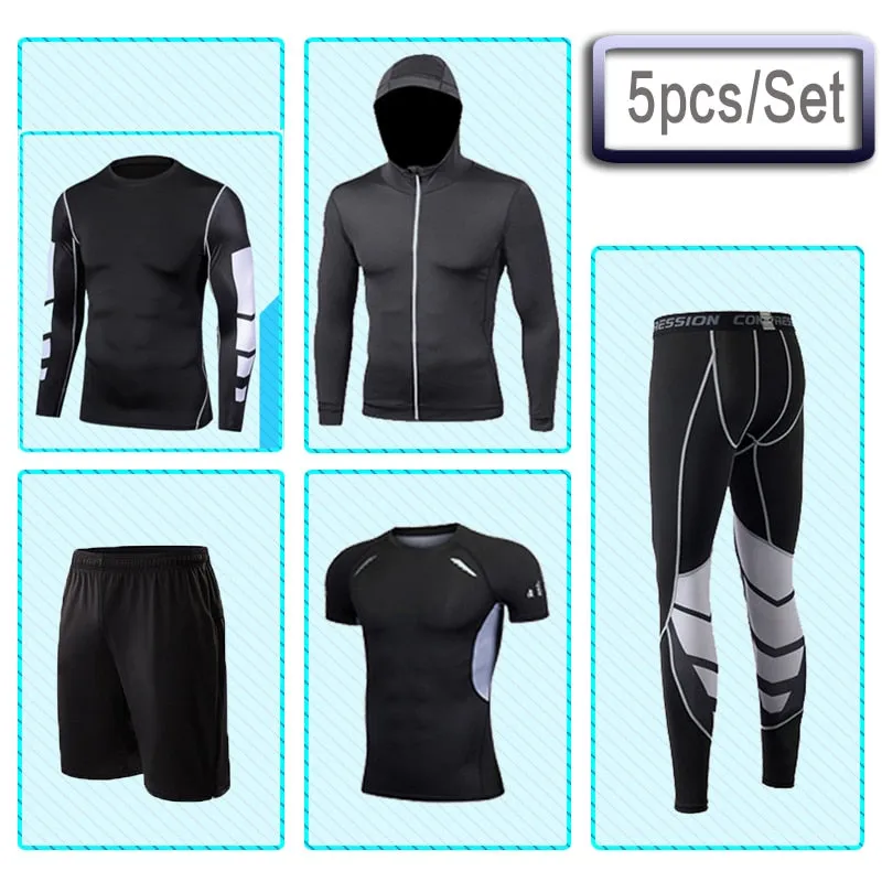 GYM Compression Sportswear for Men's Training Fitness Tights Sport Suit Male Outdoor Running Jogging Sports Tracksuit Dry Fit