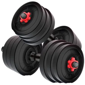 GYM INSANE Dumbbell Set, 10Kg Adjustable Dumbbell Set With 1 Pair of Adjustable Red Dumbbell Rods with PVC Dumbbell Plates, Home Gym Combo, Exercise & Fitness Sets