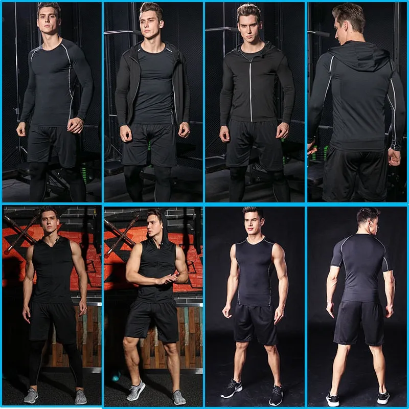 Gym Tight Running Set for Men's Sport Suit Outdoor Jogging Sports Clothing Men Fitness Sportswear Dry Fit Training Tracksuit MMA