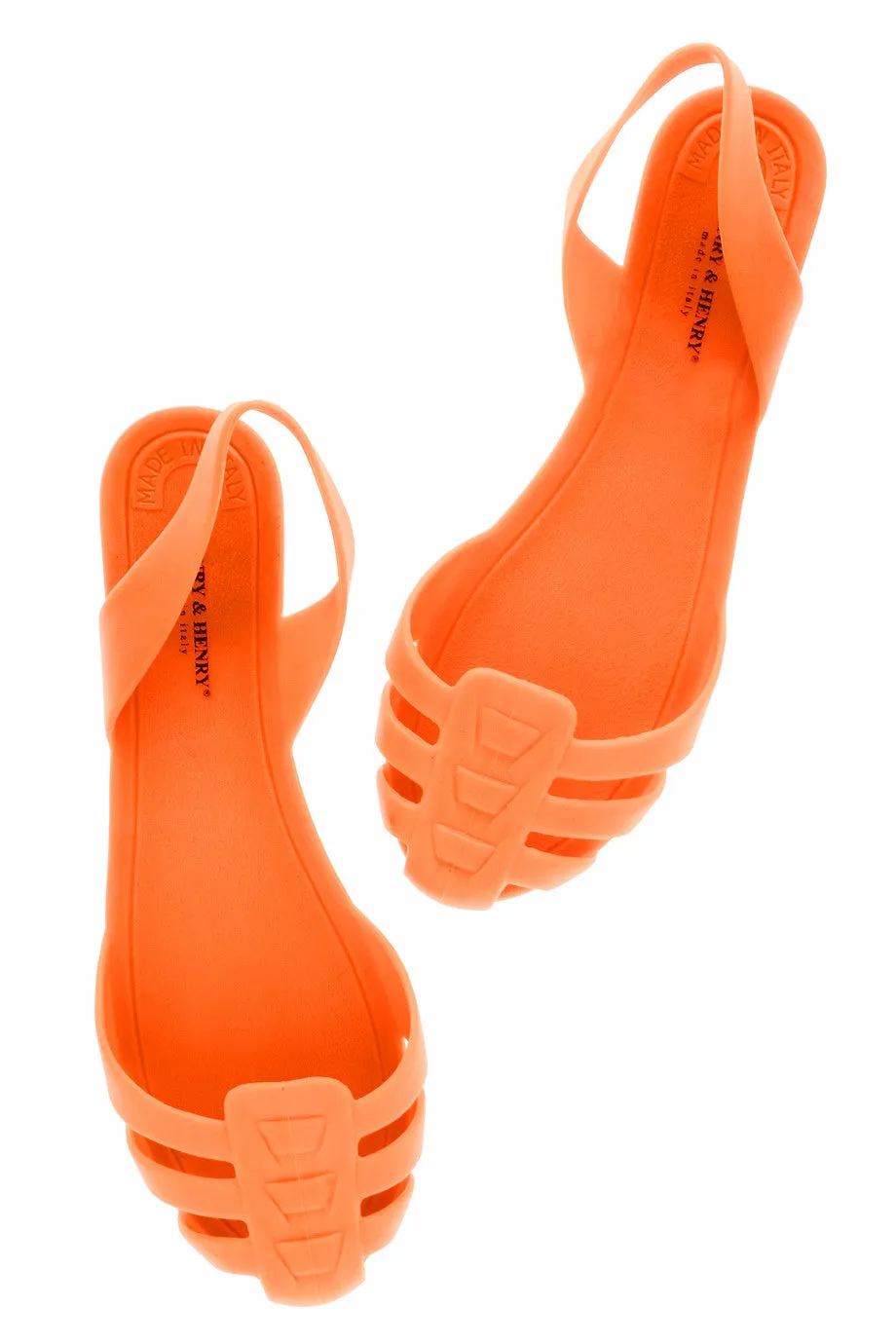 HENRY & HENRY MILA Orange Fluo Rubber Slingbacks