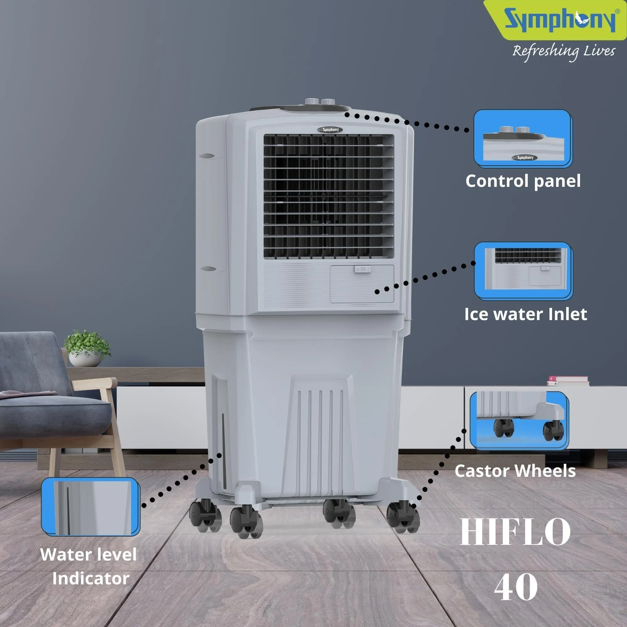 HiFlo 40 Personal Air Cooler 40-litres with Powerful air throw