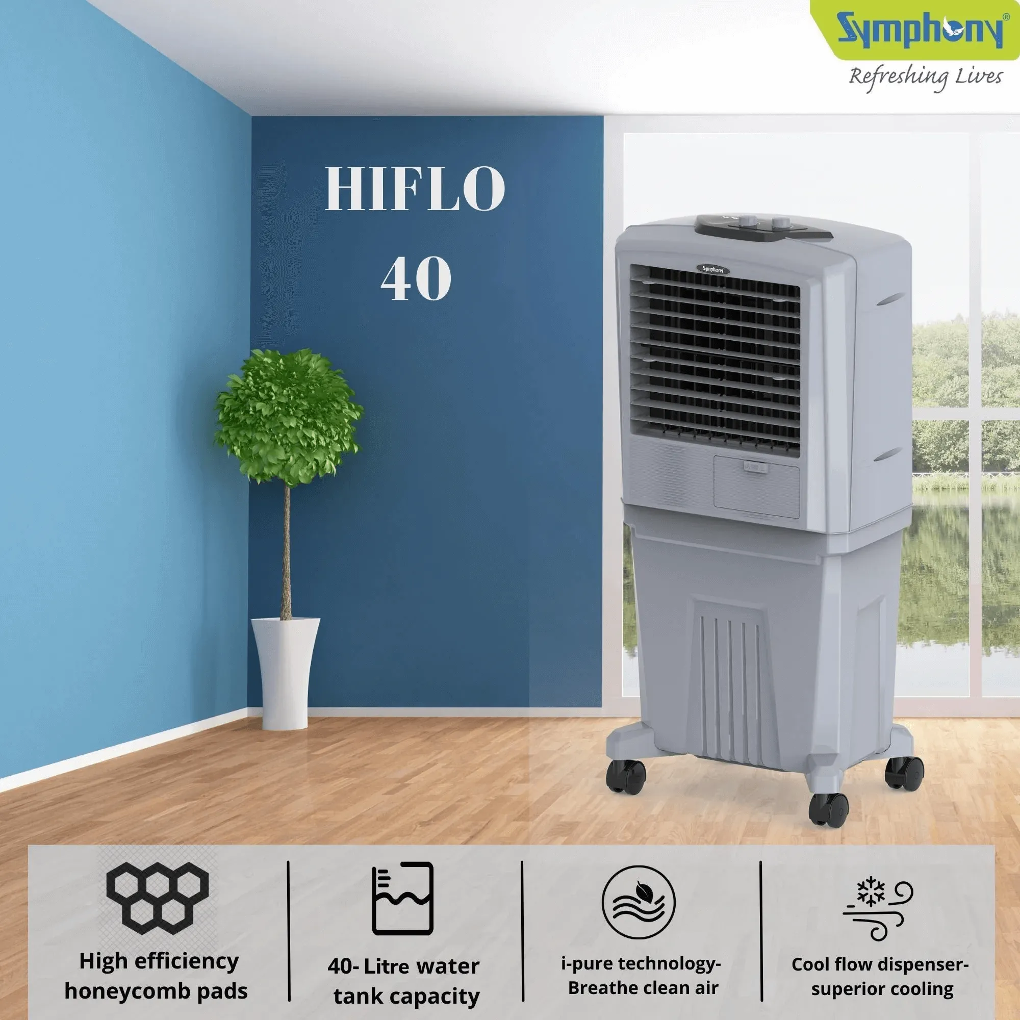 HiFlo 40 Personal Air Cooler 40-litres with Powerful air throw