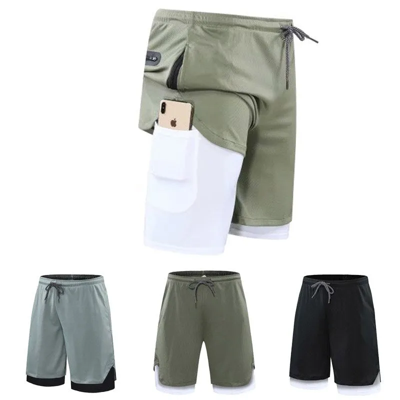 High Quality Men sport Running Shorts 2 IN 1 compress Jogging Fitness Racing Shorts Training Track athletics tight Short 4XL