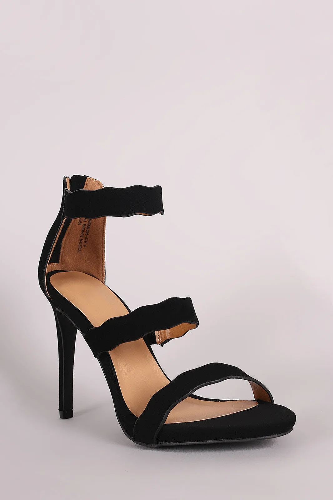 javani - Triple Scalloped Straps Stiletto Heel