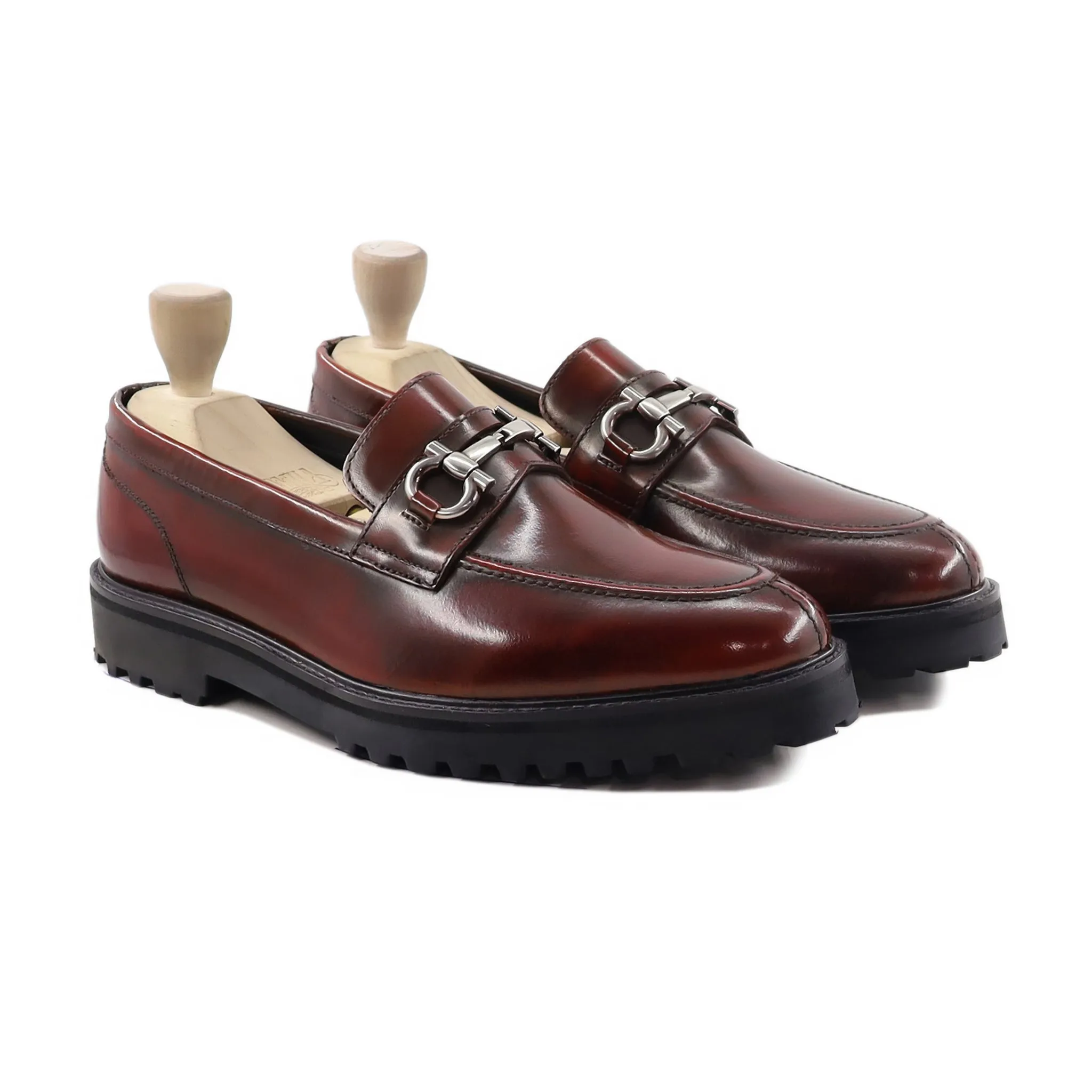 Jesse - Men's Burnished Oxblood Box Leather High Shine Loafer