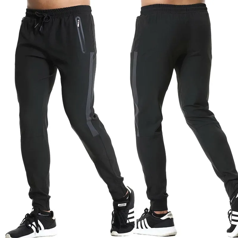 Jogging Pants For Men Breathable Sport Sweatpants With Zip Pocket  Gym Training Workout Athletic Soccer Running Trousers Black