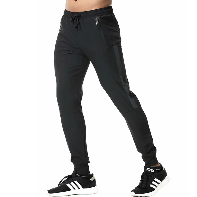 Jogging Pants For Men Breathable Sport Sweatpants With Zip Pocket  Gym Training Workout Athletic Soccer Running Trousers Black