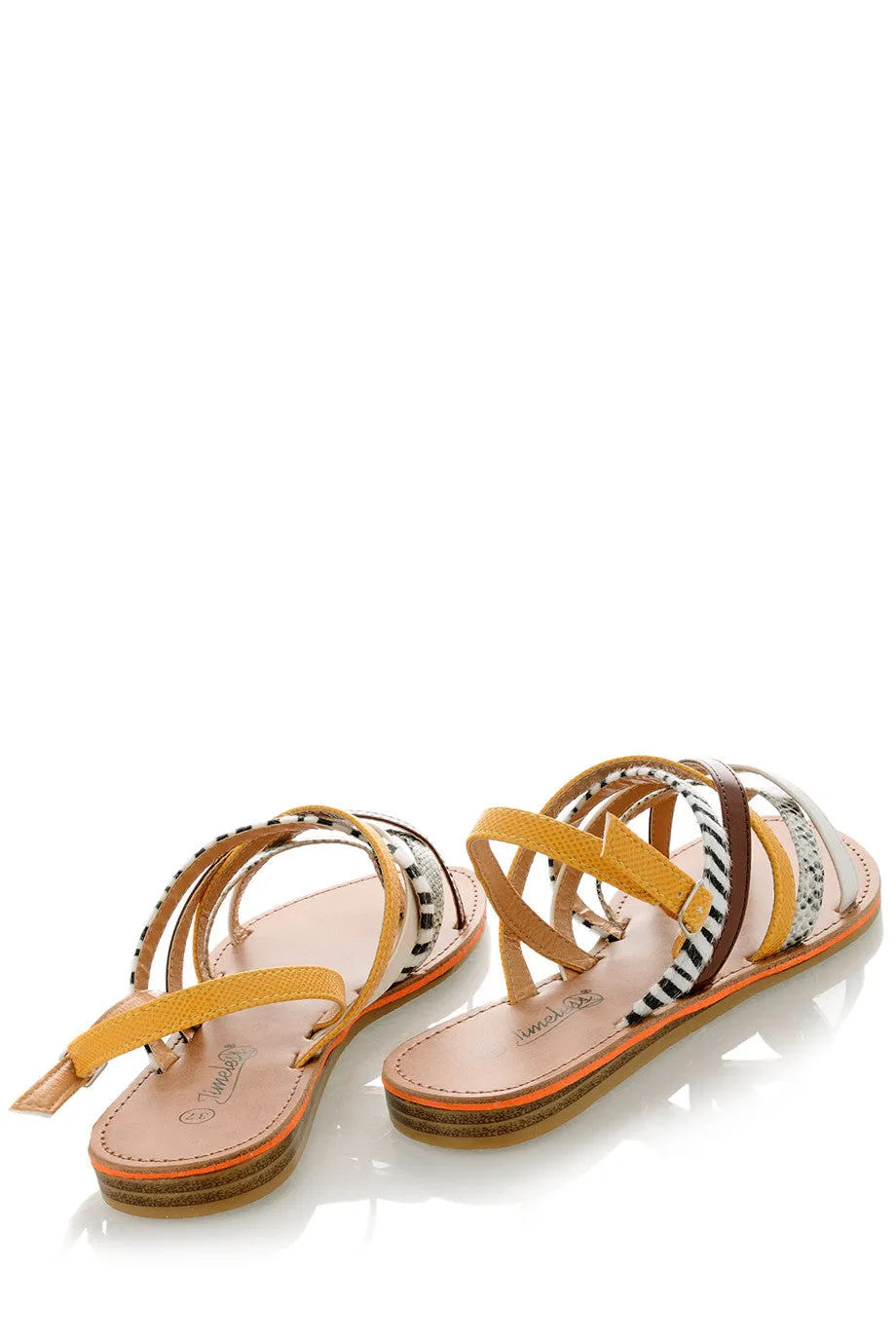 KRISTA Yellow Animal Print Sandals