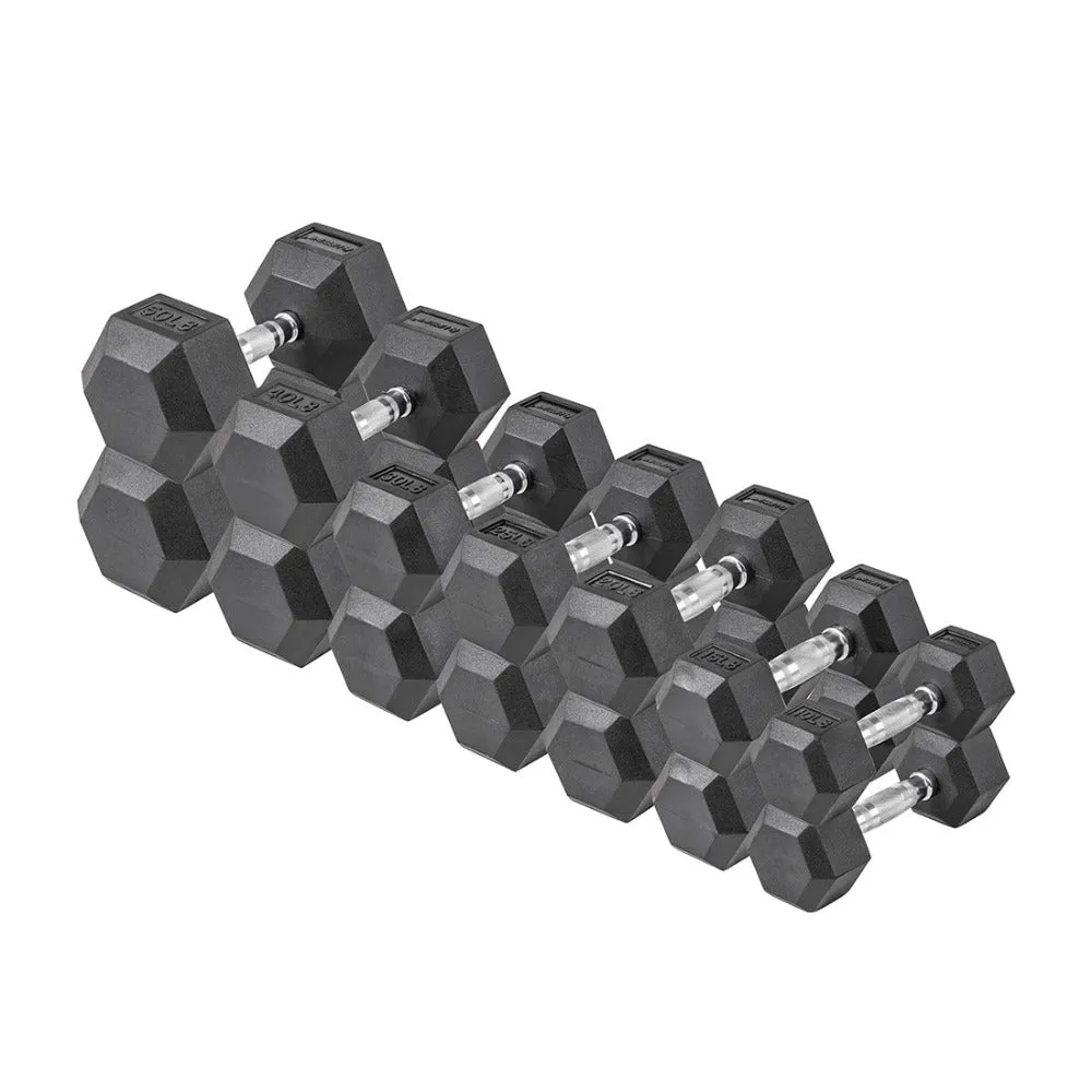 Lifeline Hex Rubber Dumbbell Fitness Training Weight Set