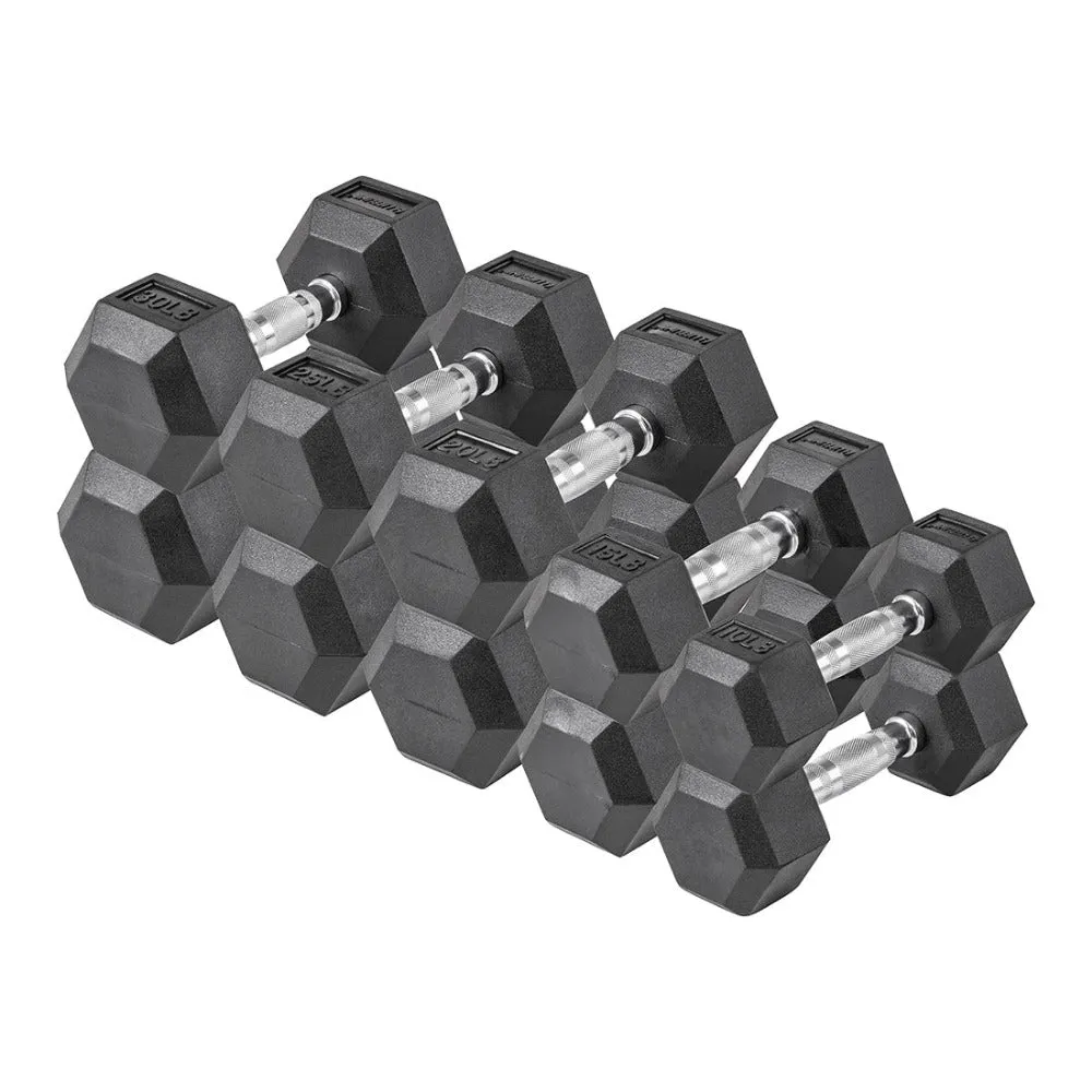 Lifeline Hex Rubber Dumbbell Fitness Training Weight Set