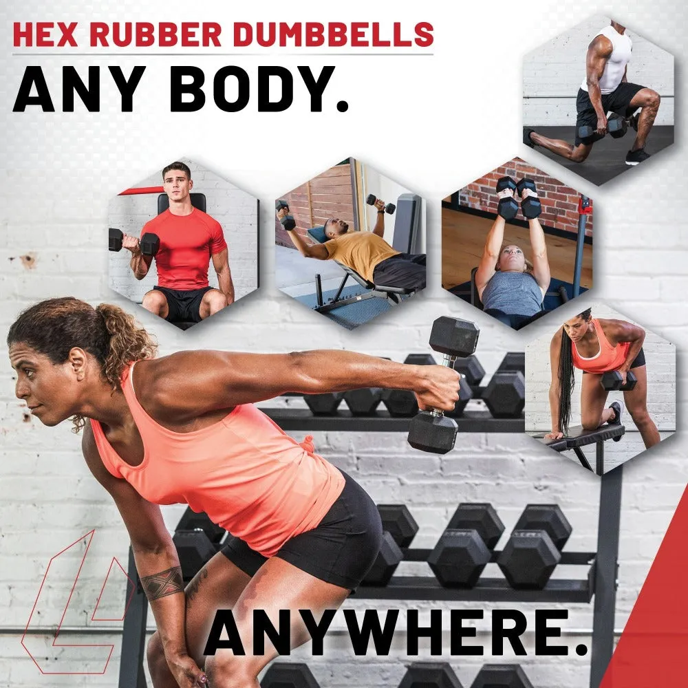 Lifeline Hex Rubber Dumbbell Fitness Training Weight Set