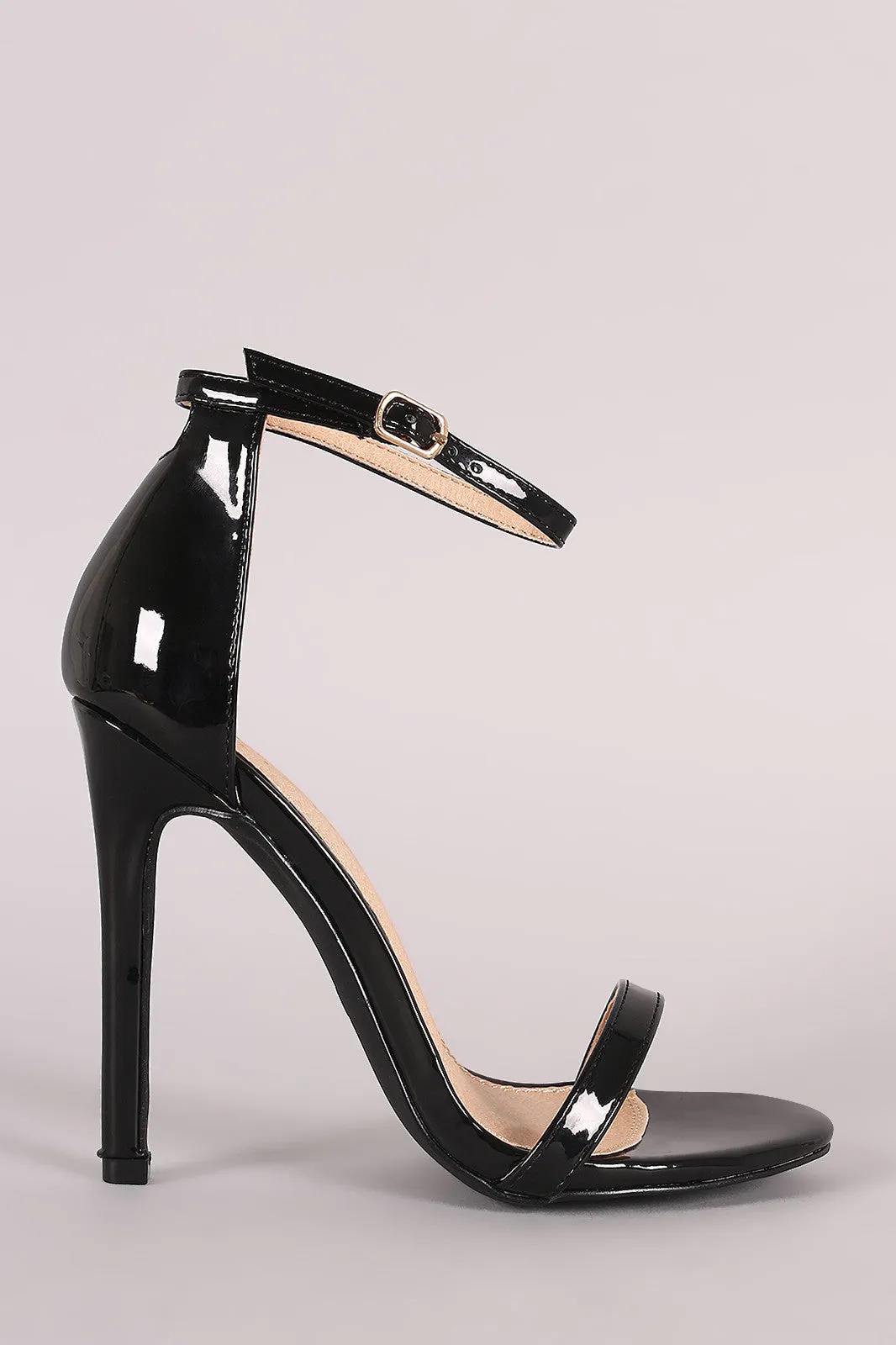 Liliana Glossy Double Strap Open Toe Stiletto Heel