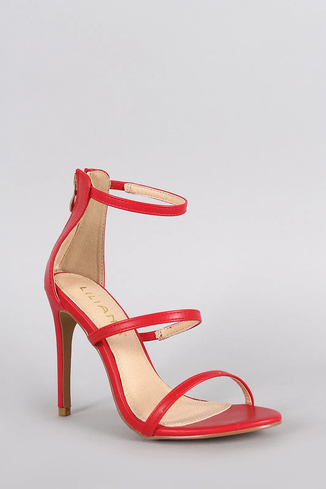 Liliana Open Toe Triple Straps Single Sole Heel