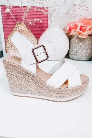 Maya White Espadrille Wedges