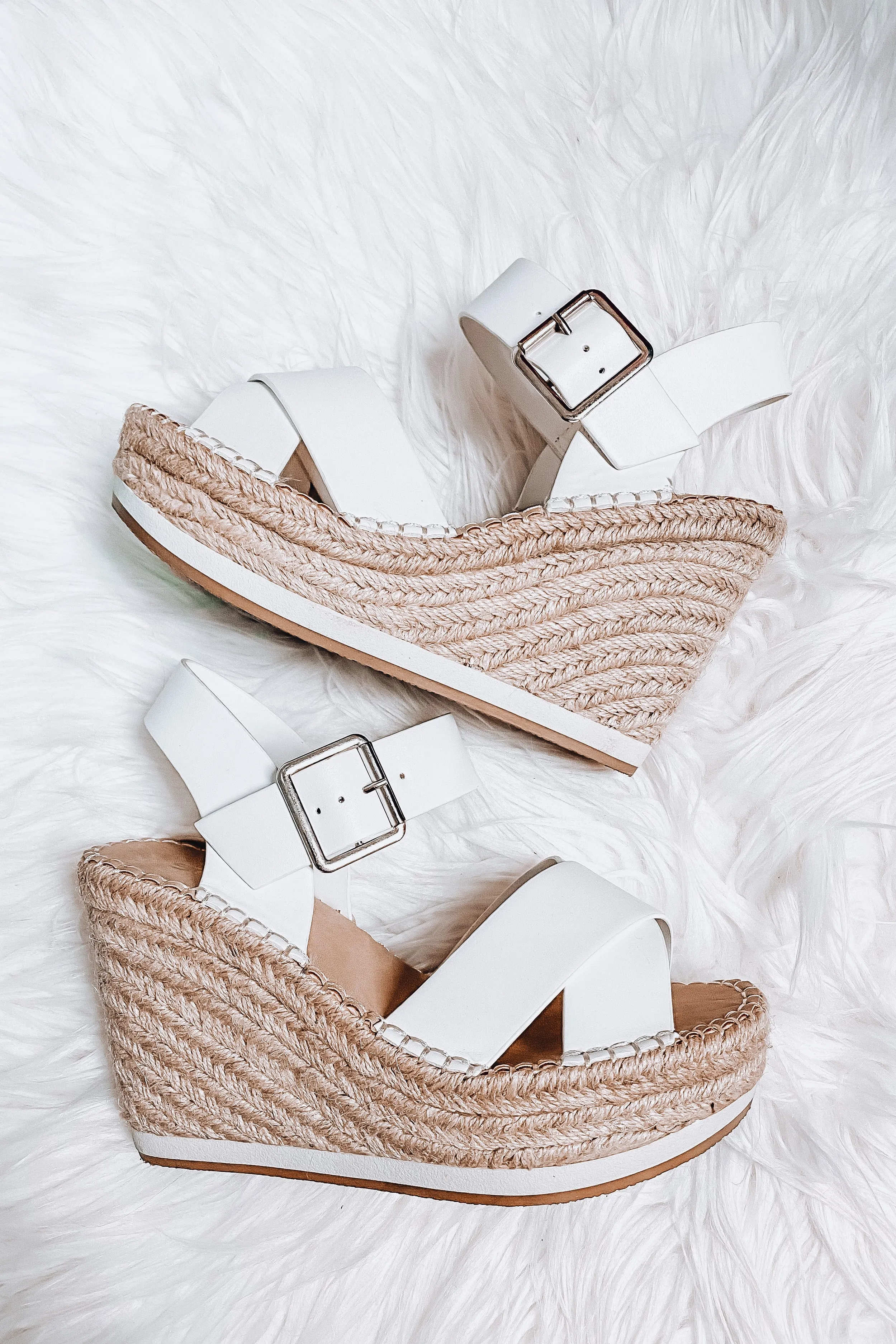 Maya White Espadrille Wedges