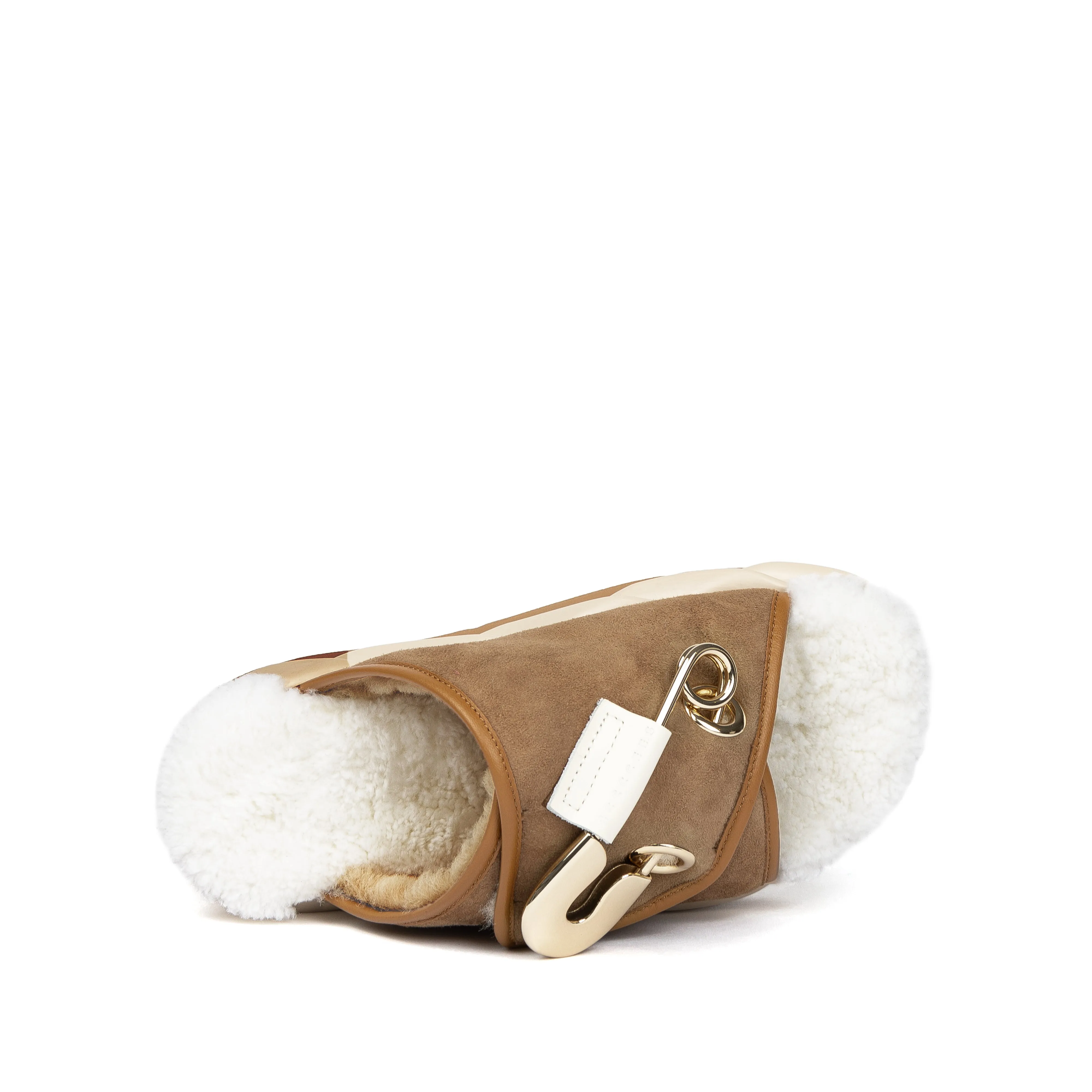 Mellow Pin Shearling Sandal Tan