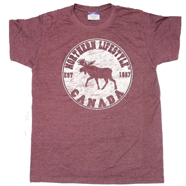 Men and Women' s Heather T-Shirt with Moose Lifestyle designs