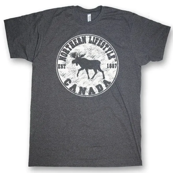 Men and Women' s Heather T-Shirt with Moose Lifestyle designs