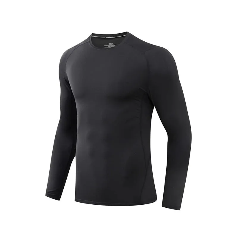 Men Compression Sweatshirt Running Elastic Compression Tshirt Fitness Tight Sport Clothes Jogging Training Sportswear Rash Guard