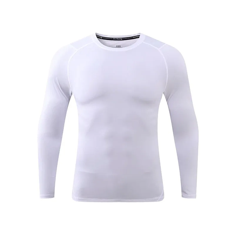 Men Compression Sweatshirt Running Elastic Compression Tshirt Fitness Tight Sport Clothes Jogging Training Sportswear Rash Guard