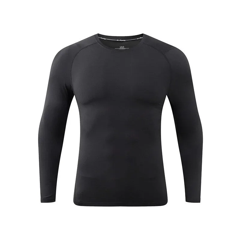 Men Compression Sweatshirt Running Elastic Compression Tshirt Fitness Tight Sport Clothes Jogging Training Sportswear Rash Guard